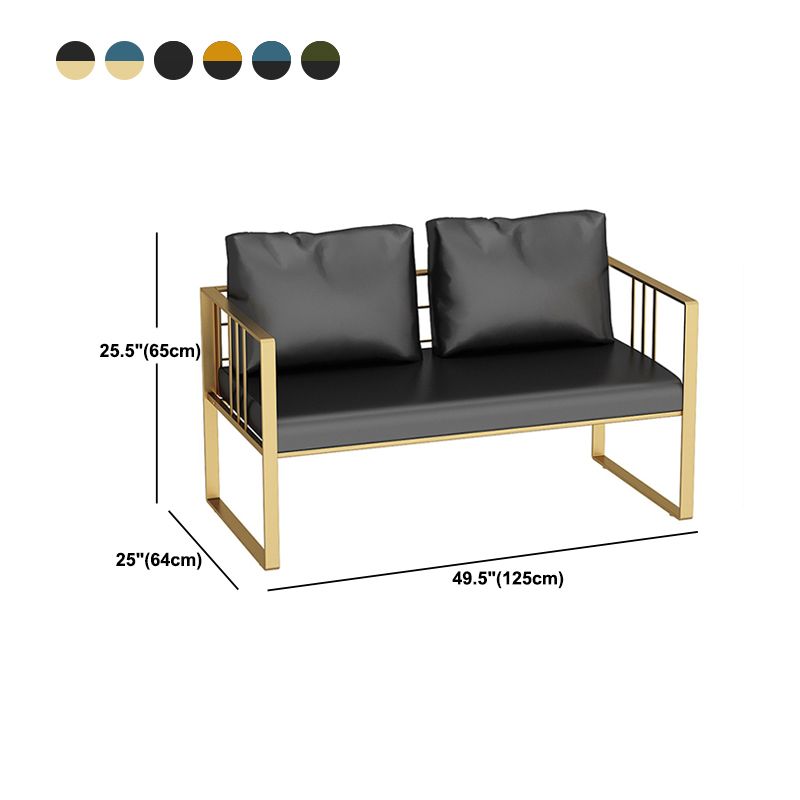 25.59" H Faux Leather Square Arm Sofa Contemporary Standard Sofa