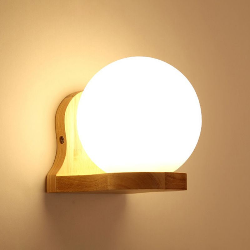 Gamique en verre blanc et en bois moderne un luminaire mural mural pour le salon