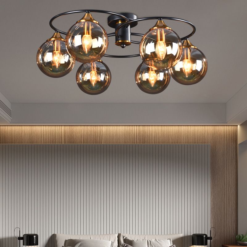 Contemporary Globe Flush Light Fixture Glass Flush Mount Ceiling Fixture