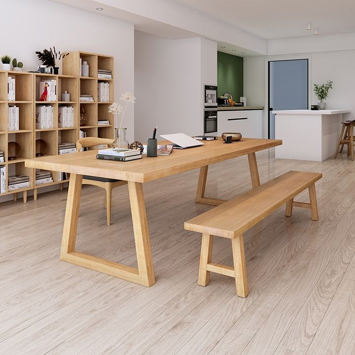 Modern Style Sled Office Desk Solid Wood Rectangular Desk for Home