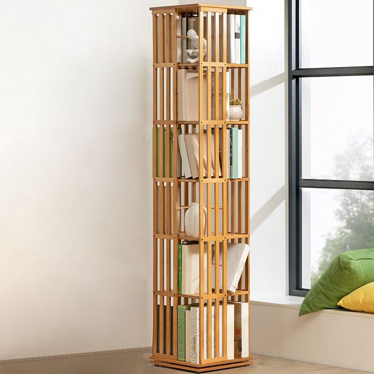 Rotatable Storage Bookshelf Modern Geometric Closed Back Bookcase