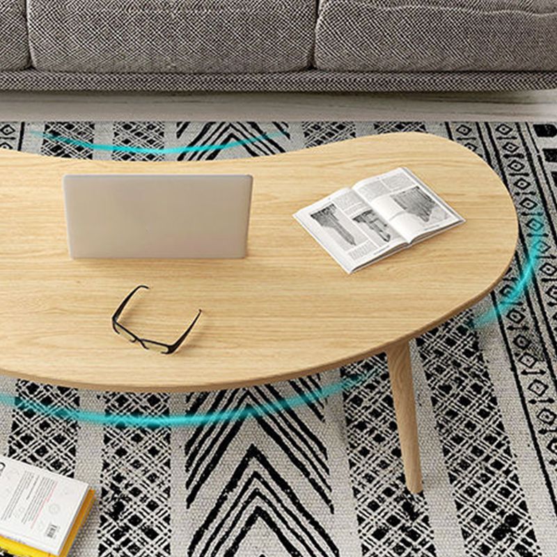 15.7"H Modern 4 Legs Wood Base White/Pink/Natural Irregular Top Coffee Table