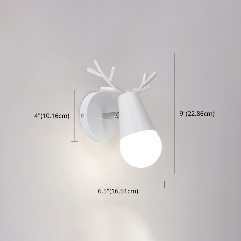 1 Light Wall Mount Lamp Fixture with Antler Metal Macaron Wall Sconce Light for Boy Girl Bedroom