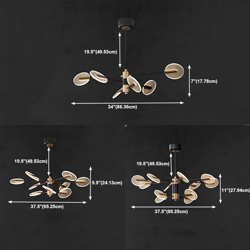 Black Acrylic Pendant Light Sputnik Modern LED Hanging Light for Living Room