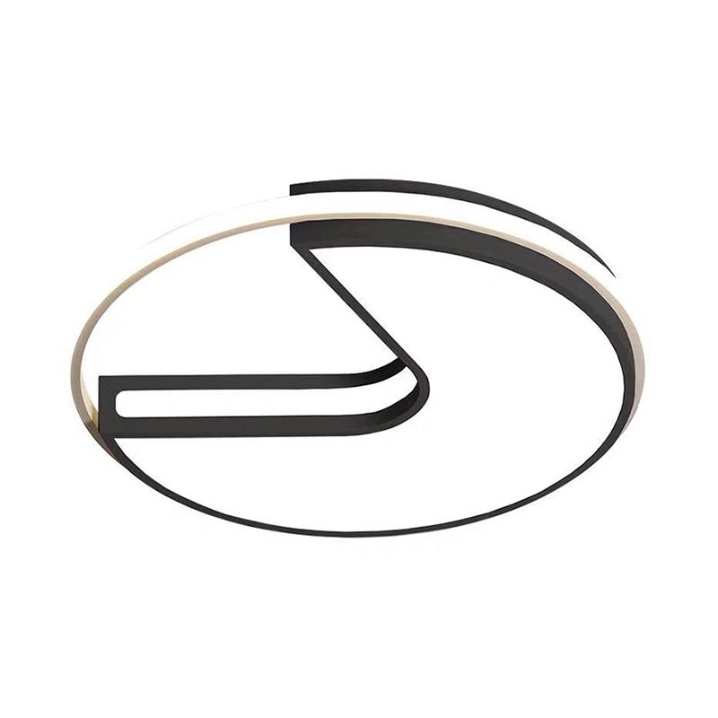 Black and White Big Mouth Flush Light 16"/19.5" W Modern LED Metal Ceiling Lamp in Warm/White/3 Color Light