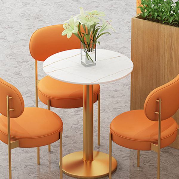 Traditional Luxury Dining Table White Sintered Stone Table with Metal Base