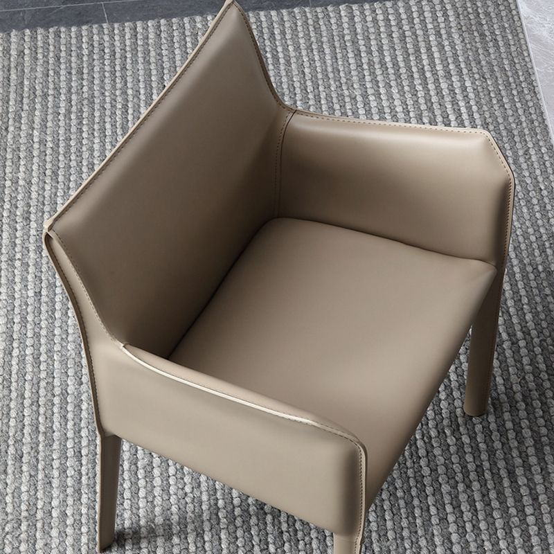 Modern Upholstered Dining Arm Chair Faux Leather Dining Accent Chair