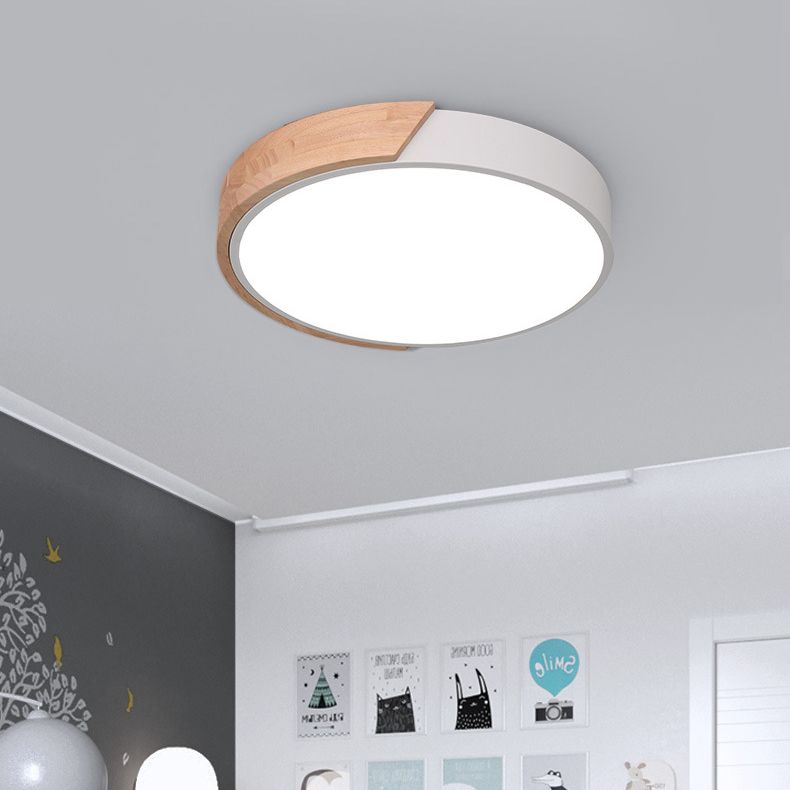 Macaron Modern Round Flushmount Bedroom Metal LED Ceiling Flush Mount Lamp