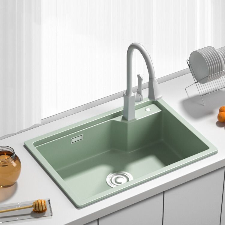Rectangle Quartz Kitchen Sink in Peppermint Green Single Bowl Sink