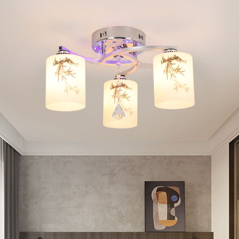 Modern 3 Lights Ceiling Lamp Chrome Finish Flush Mount Light for Bedroom