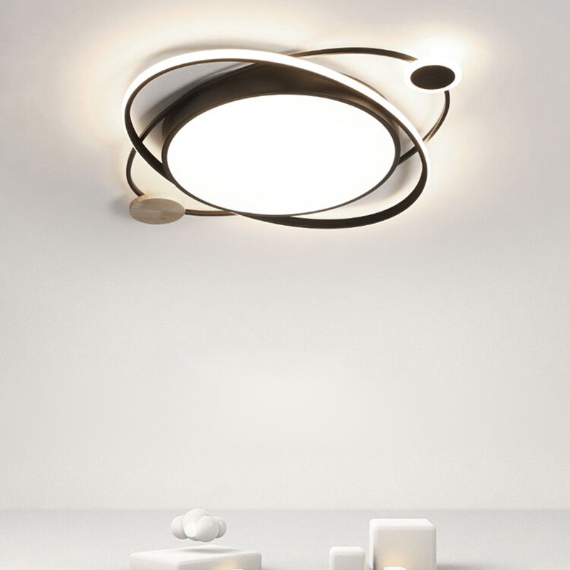 Metal Round Shape Flush Ceiling Light Modern Style 3 Lights Flush Mount Lighting