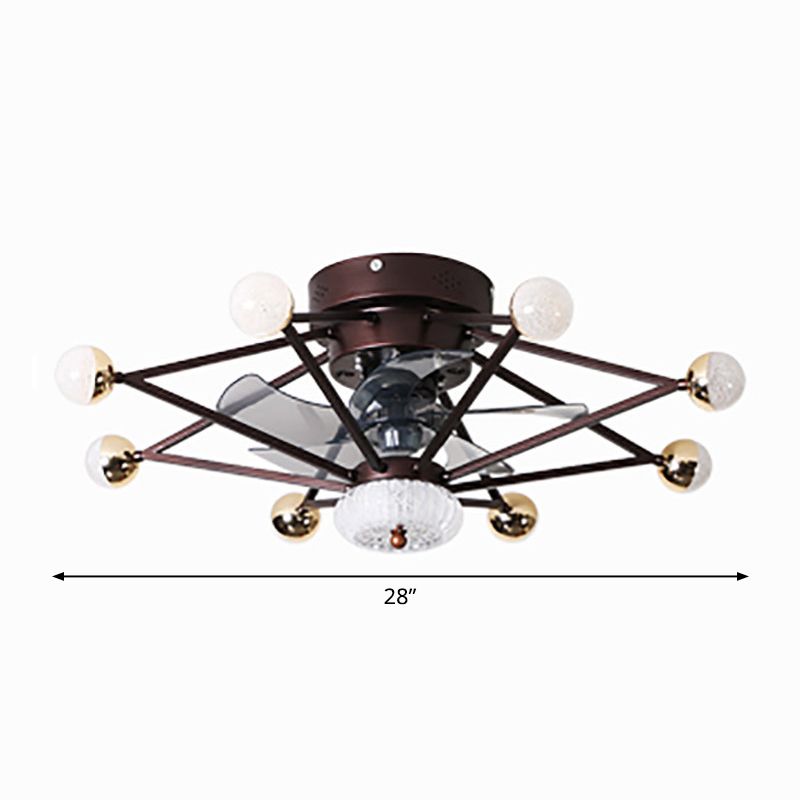 5-Blade-Stern-Wohnzimmerventilator Lampe Metall Nordic LED Semi Flush Deckenleuchte mit Fernbedienung, 28,5 "breit