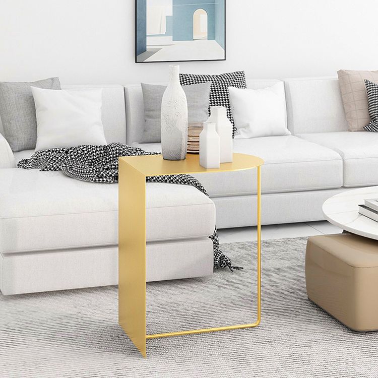 Rectangular Metal Table with Abstract Base Design mid-century Modern Style Side Table