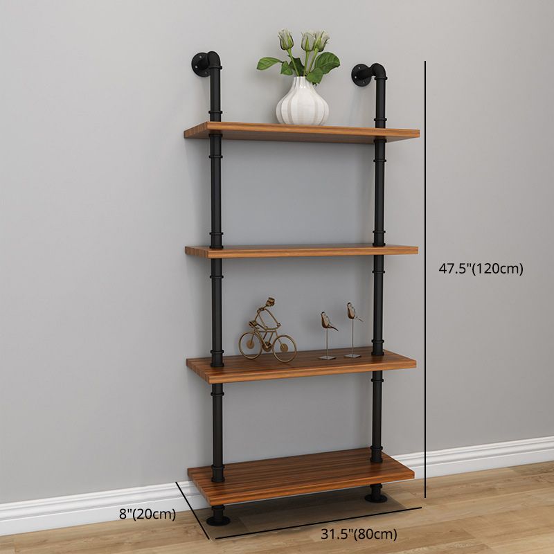 Brown Bookshelf Industrial Style Wall Mounted Bookcase for Home Office