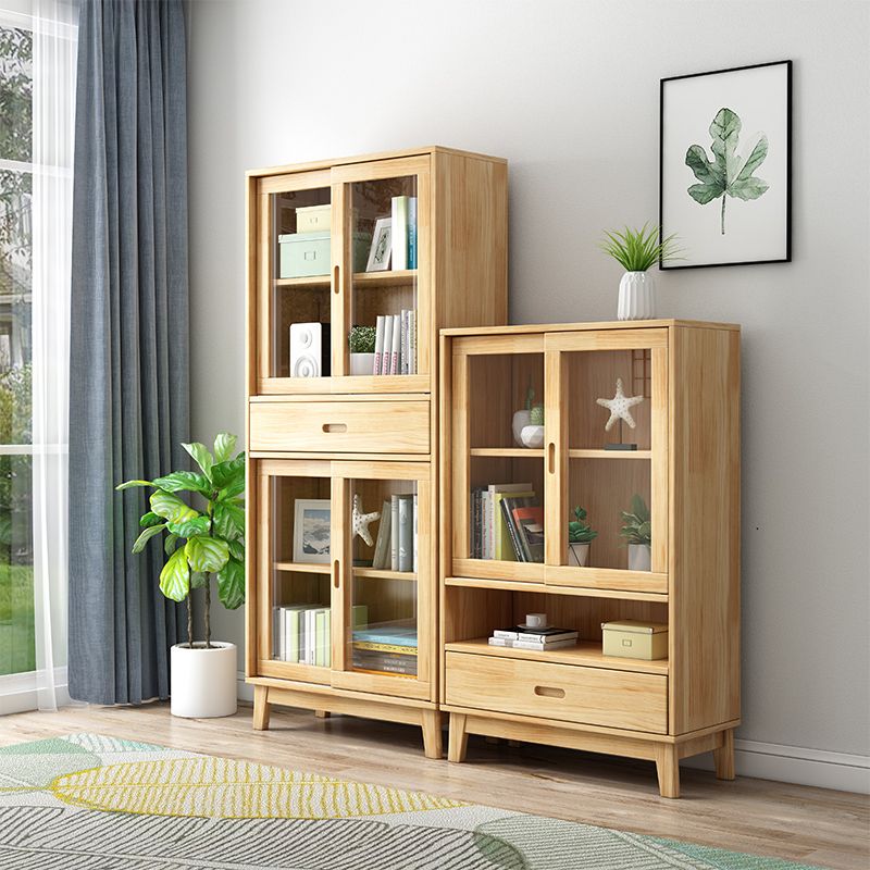 Wooden Modern Bookcase Standard Natural Closed Back Bookshelf with Shelves