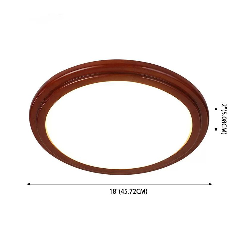 Minimalist Decke Flush Lampe Dunkel Holz Rund LED Unterputz Licht mit Acryl Schatten