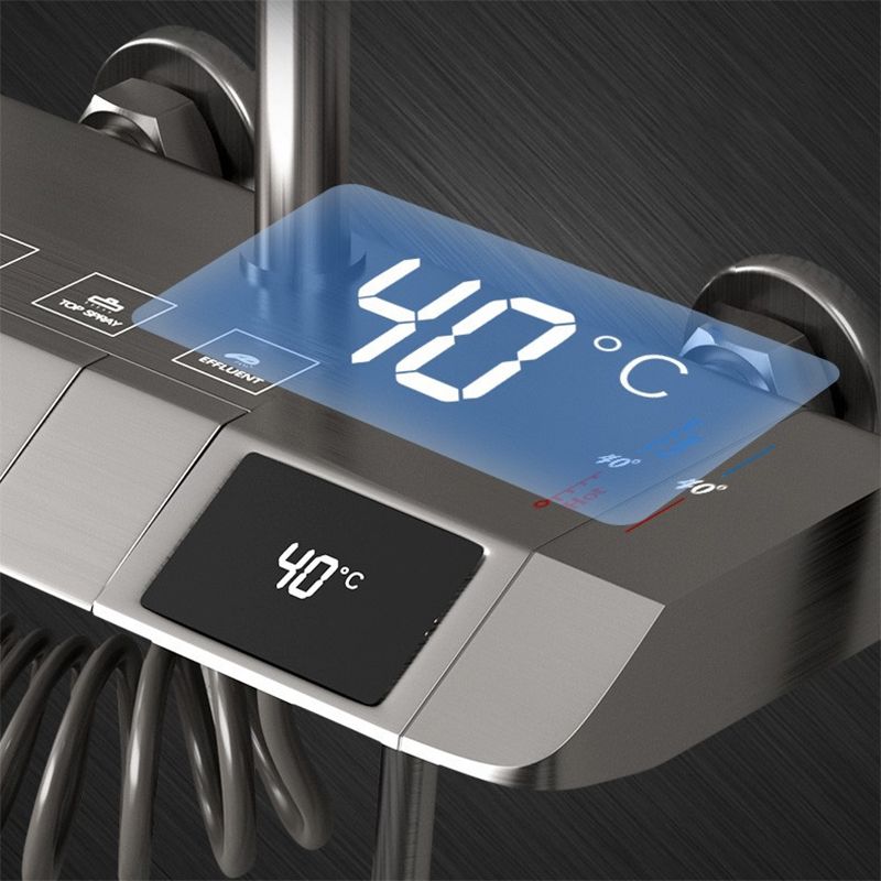 Modern Adjustable Water Flow Square Shower Faucet Shower Hose Shower System on Wall