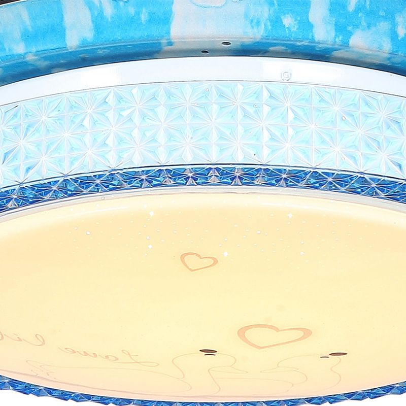 Éclairage de ventilateur circulaire bleu de 36 "LEVE LED ACRYIQUE LEMIR SEMPERS LEMIR LEVILLE POUR LES ENFANTS LES ENFANTS, 4 lames