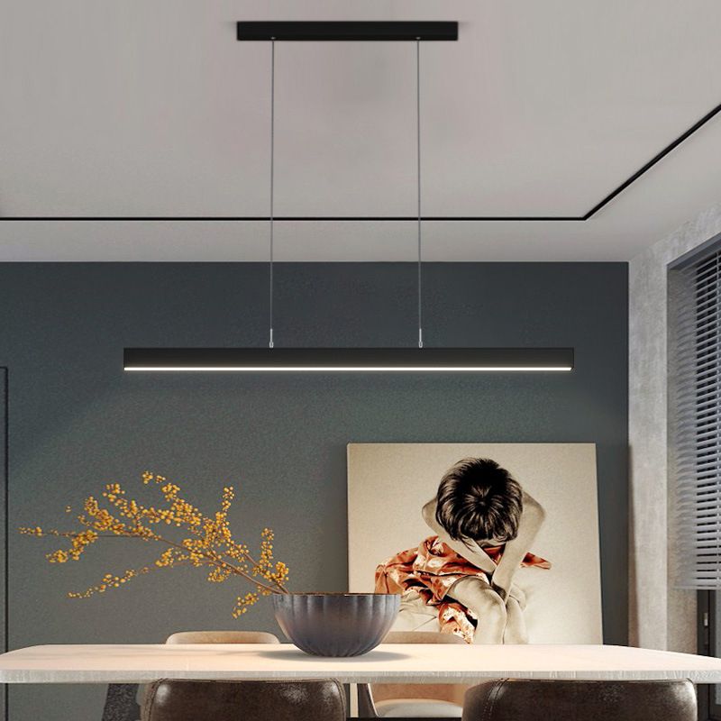 Modern Minimalism Linear Island Hangluchting LED LED Metal Island Plafond Light voor eettafel