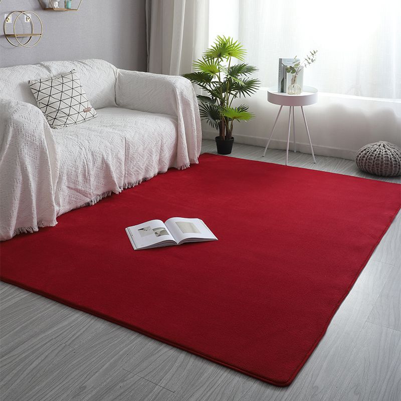 Simplicity Solid Shag Carpet Polyester Area Rug Non-Slip Backing Indoor Carpet for Living Room