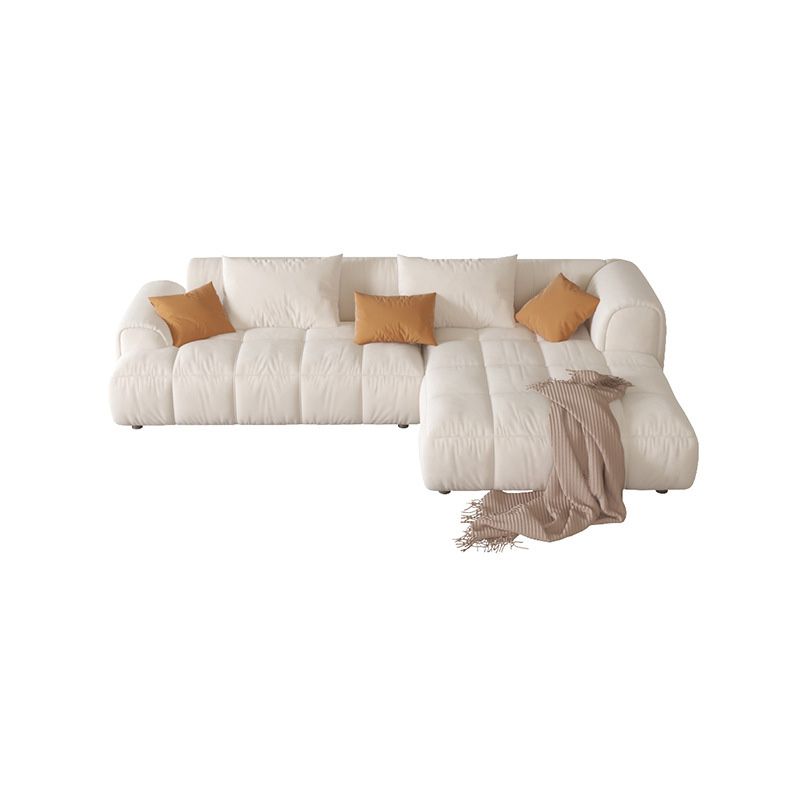 L-Shape Velvet Sectional with Recessed Arm and Pillow Back for Apartment