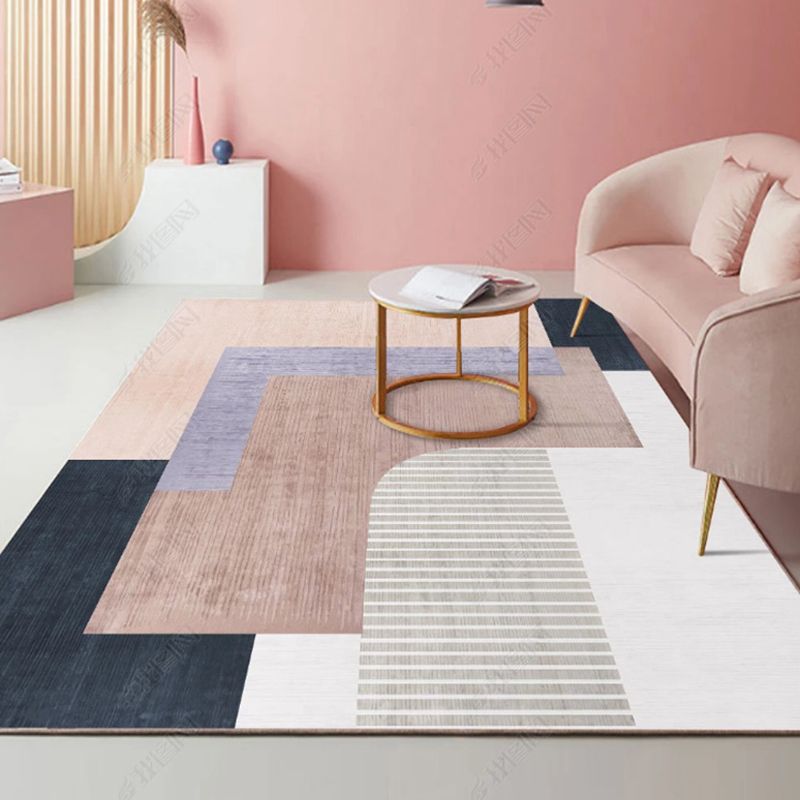 Atrovirens Modern Rug Polyester Color Block Rug Stain Resistant Rug for Living Room