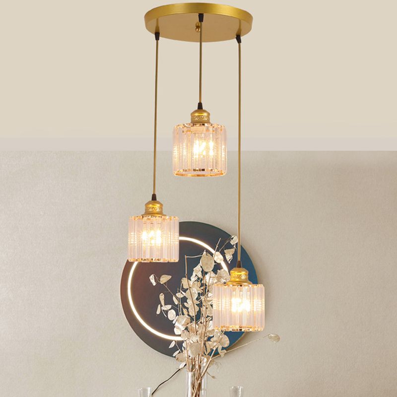 3 luci cilindri multiple lampada a sospensione di vetro a coste industriale luce con cavo sospeso per il ristorante
