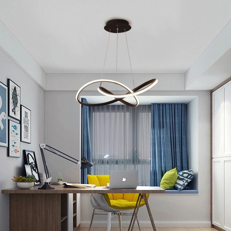 Modern Style Spiral Ceiling Pendant Light 1-Light Aluminum Suspended Lighting Fixture