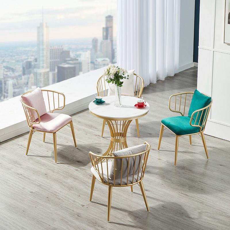 Stone Top Round Dining Table Set for Home 1/3/4/5 Pieces Modern Dinette Set