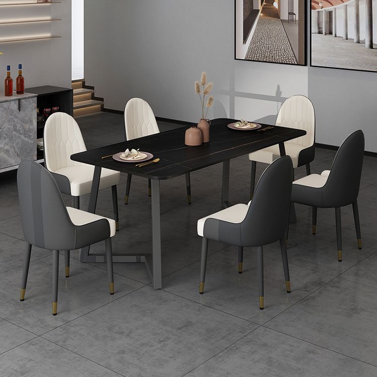 Modern Stone Rectangle Dining Table 1/2/5/7 Pieces Dining Set for Kitchen
