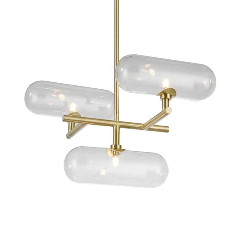 3 lichten eetkamer plafond kroonluchter moderne messing hanglamp met capsule heldere glazen schaduw
