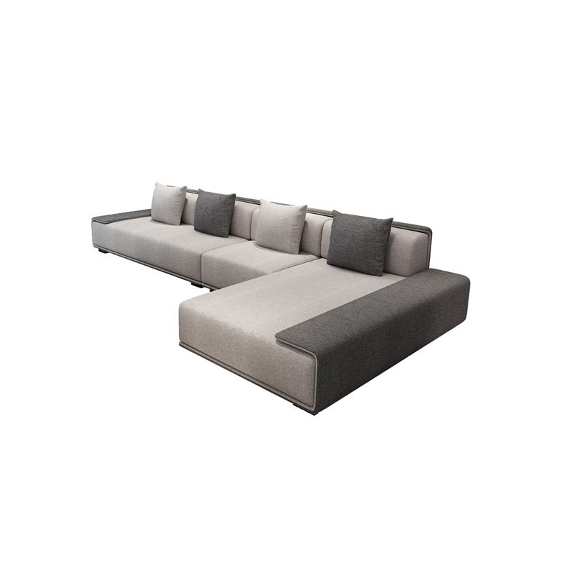 Contemporary L-Shape Sofa & Chaise with Bolster Pillows for Living Room