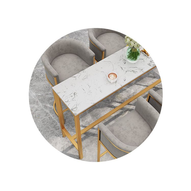 Glam Style Bar Table Faux Marble Bar Dining Table for Living Room