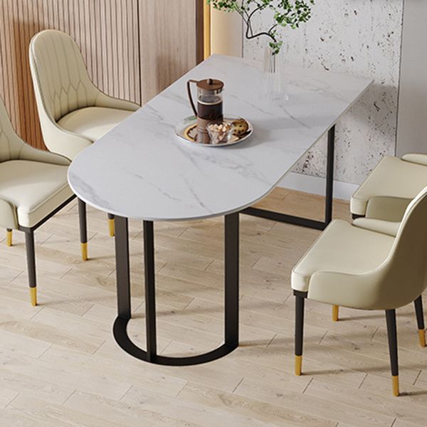 Mesa de comedor superior de piedra mesa de comedor de lujo tradicional con base de trineo