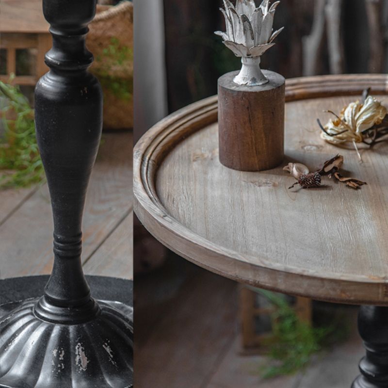 Wood and Metal Side End Snack Table Rustic Style Solid Wood End Table