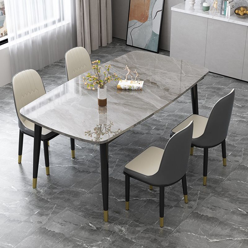 Traditionelle Luxus -Rechteck -Essstelle Tisch Stein Esszimmer Hausmöbel für Zuhause