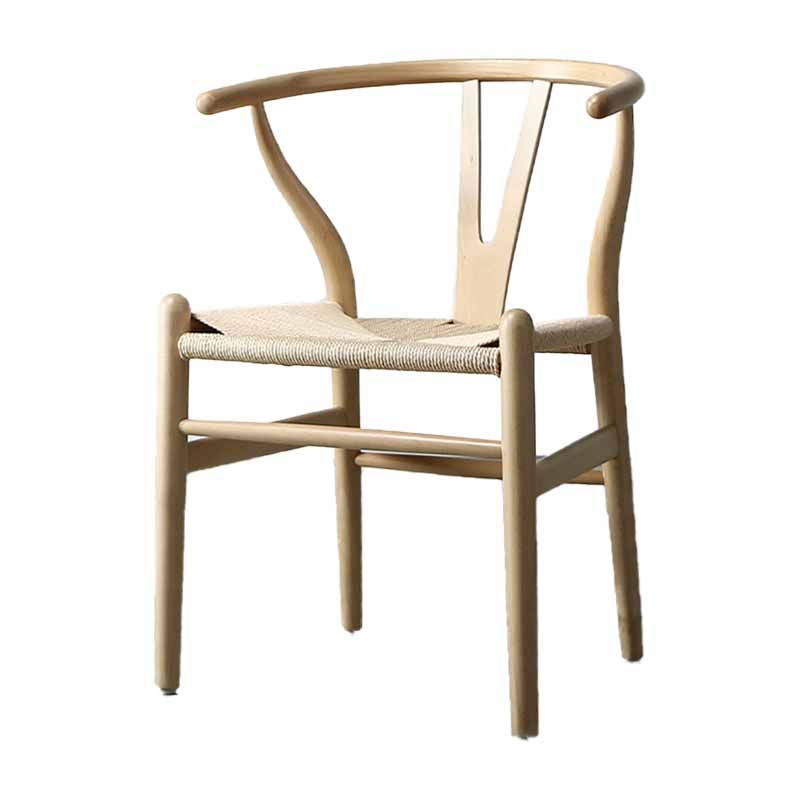 Silla de comedor de madera maciza natural contemporánea con brazo Wishbone para restaurante
