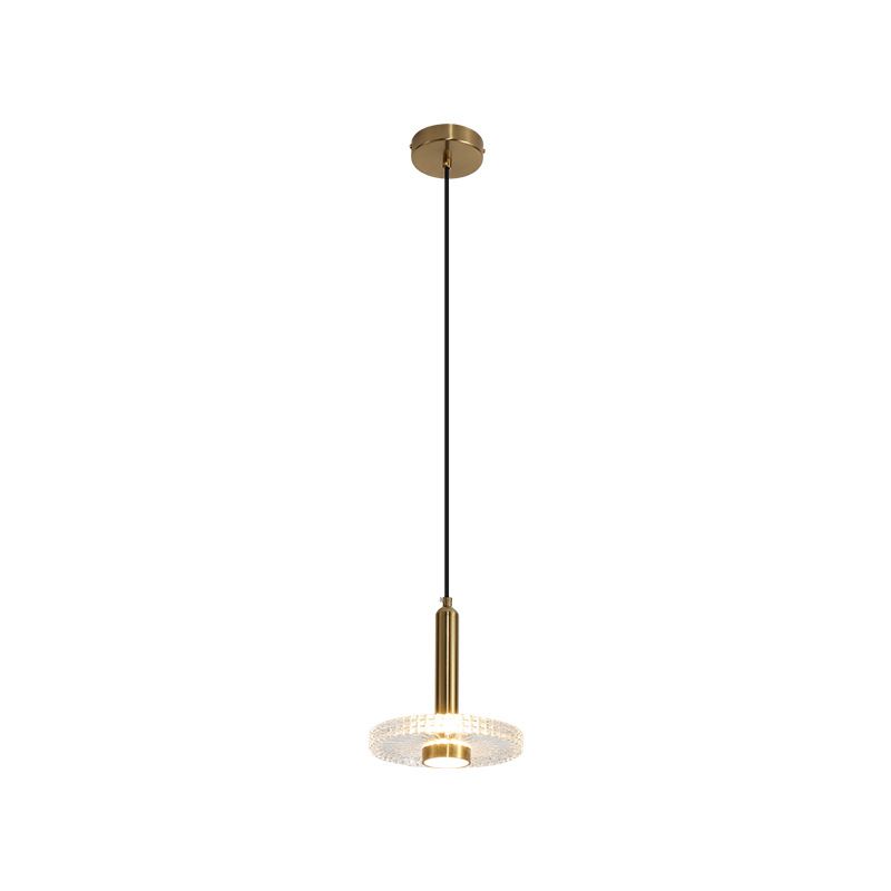 Flat Shade Hanging Light Fixture Simplicity Acrylic Gold LED Ceiling Lamp for Bedroom