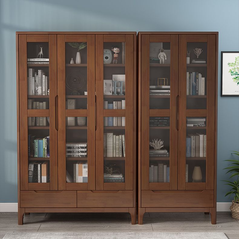 Solid Wood Scandinavian Bookcase Closed Back Bookcase with Door