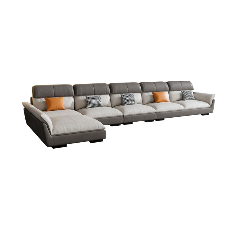 Scandinavian Stain-Resistant Faux Leather L-Shape Cushion Back Sofa