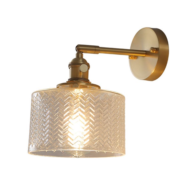 Brass Industrial Wall Light Adjustable Sconce Light for Bedroom Hotel in Glass Shade