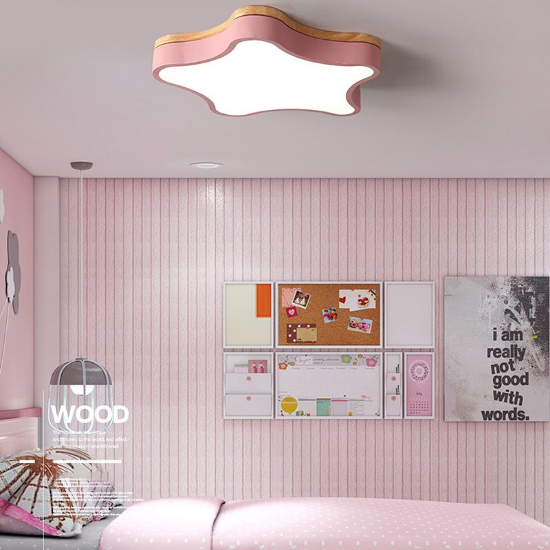 Lampe LED étoile à cinq branches, plafonnier encastré avec abat-jour en acrylique blanc pour chambre à coucher