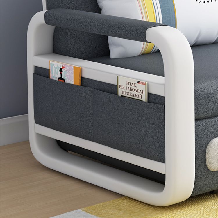 Deep Gray Faux leather Sofa Bed 33.46" Wide Square Arm Sleeper Sofa