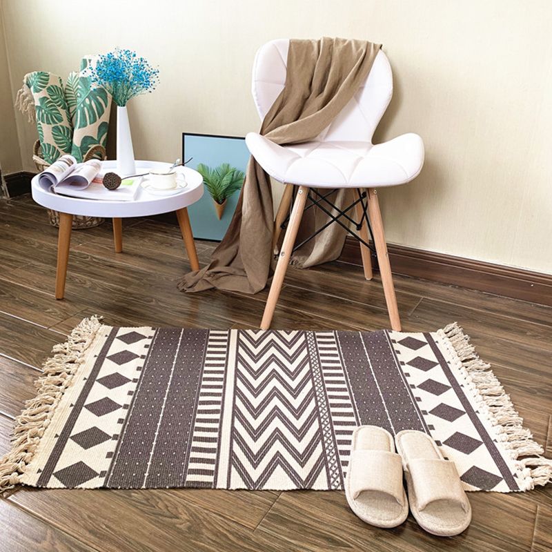 Bohemian Carpet Americana Print Cotton Blend Rug Fringe Area Carpet for Home Decoration