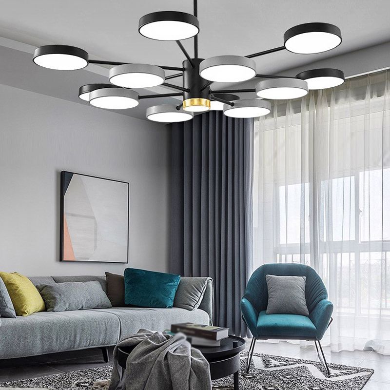 Modern Metal Chandelier Light Fixtures Round Multi-Head Suspension Pendant Lamp