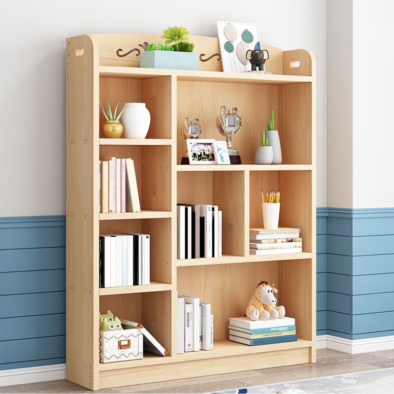 Scandinavian Natural Standard Bookshelf Pine Wood Vertical Bookcase