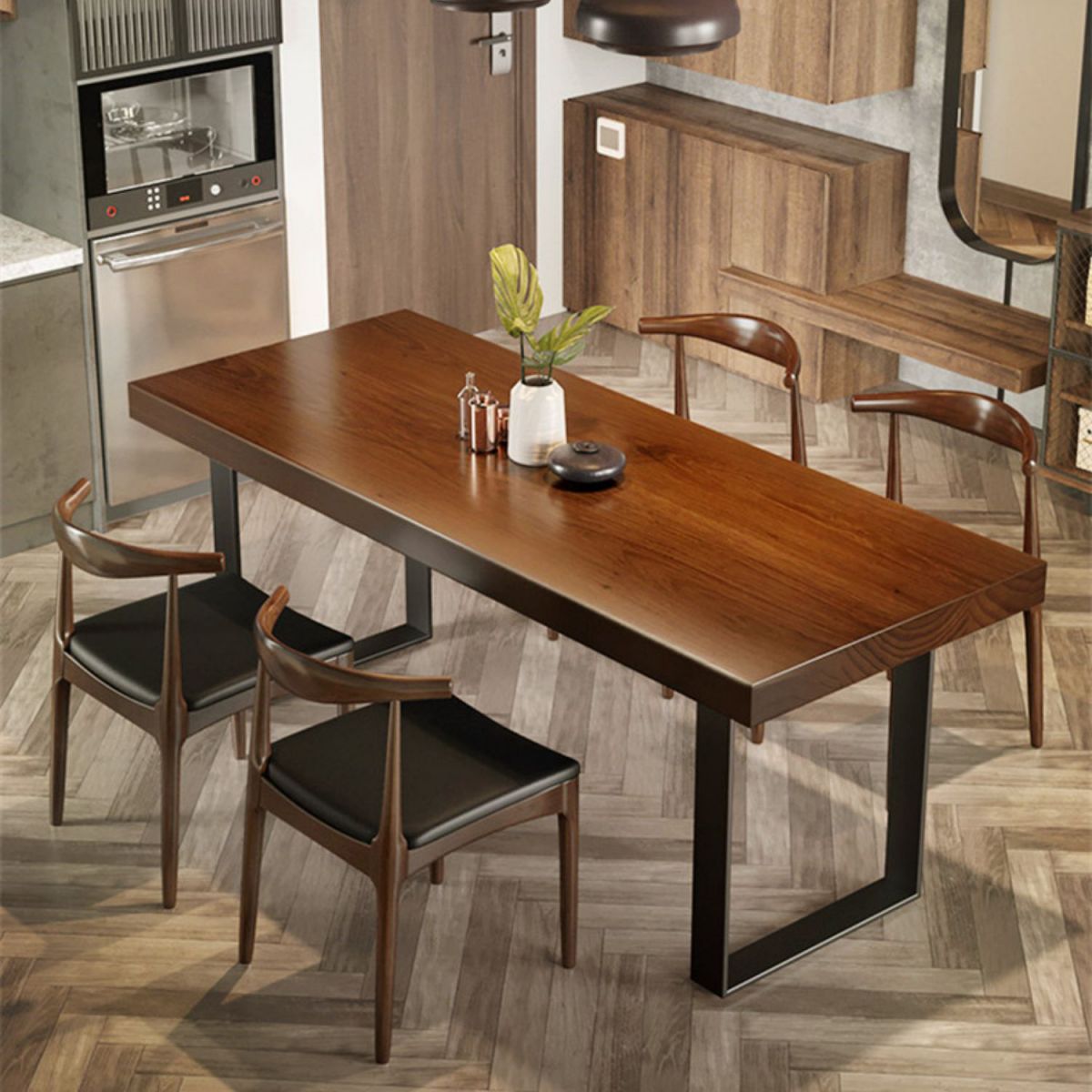 Modern 1/5/7 Pieces Dining Set Rectangle Pine Wood Dining Table for Kitchen