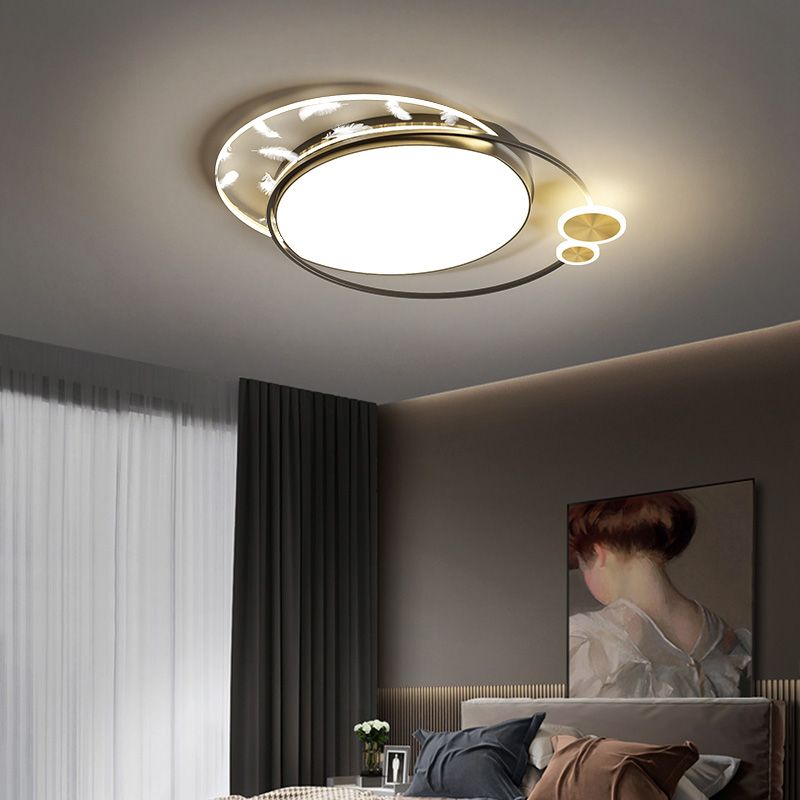 Lámpara de techo LED redonda con luz empotrada moderna para sala de estar y comedor