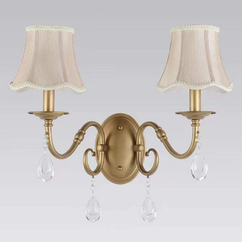 Nordic Style Crystal Vanity Light Fabric Shade Vanity Lamp for Shower Room