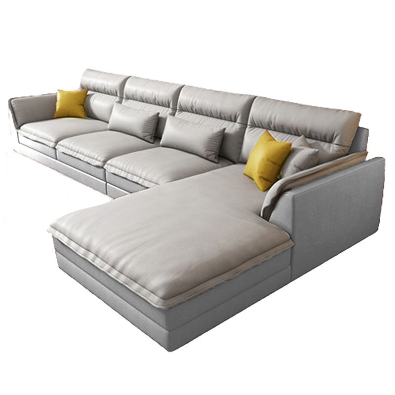 Modern Sectionals Faux Leather Pillow Top Arm Sectionals.134 inch